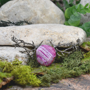 Postarzany naszyjnik z agatem i gałązkami #19