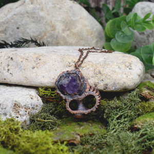 Wisior muszla turbana z surowym ametystem #26