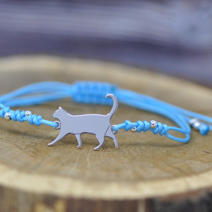 Kot, kotek - bransoletka z kotem, srebro 925
