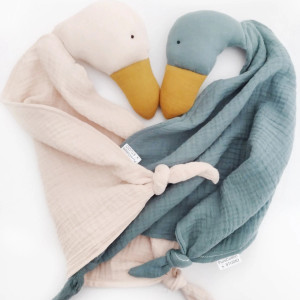 Muślinowy ptaszek przytulanka dla noworodka, sensoryczna szmatka przytulanka, pieluszka ulewajka