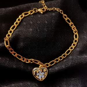 Stalowa bransoletka z niezapominajką