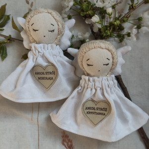 Przytulanka Aniołek dziewczynka z napisem, lalka handmade