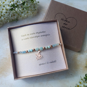 Bransoletka z kamieni szlachetnych z gołąbkiem