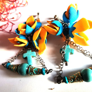 Klipsy etno boho kwiaty