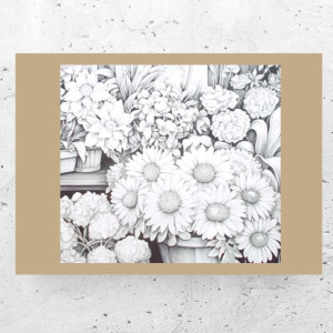 szary plakat z kwiatkami, kwiatki plakat biało czarny, kwiaty plakat A4, ogród plakat, hygge plakaty, plakaty skandynawski styl, rustykalne plakaty do domu, małe plakaty na ścianę, poster a4