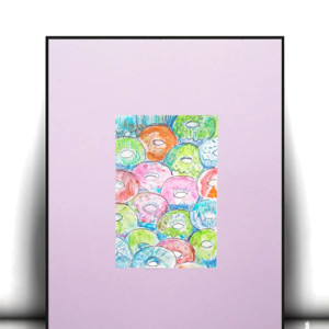 mały plakat na ścianę, ciasteczka plakat A4, mały obrazek do domu, donuty plakat, pastelowy plakat A4, plakat z ciastkami, plakat dla dziewczynki, plakat do kuchni, obrazek ze słodyczami, pas