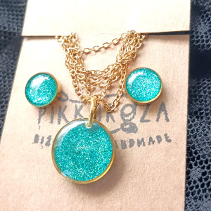 Komplet duży turkus z żywicy