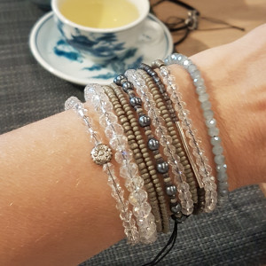 Bransoletka Boho Makrama Sznurek Szara3