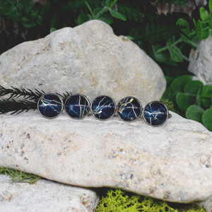 Czarne spinki do mankietów koszuli z oczkiem / marmur, abstrakcja #93