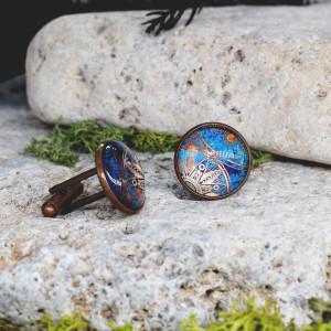 Miedziane spinki do mankietów koszuli z orientalnym wzorem / Maroko, mandala, orient, abstrakcja #140