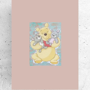 mały plakat do dziecięcego pokoju, nowy plakat z Kubusiem Puchatkiem, bajkowe obrazki dla dzieci, Kubuś Puchatek plakat A4, plakat do pokoju chłopca, plakat do pokoju dziewczynki, poster A4