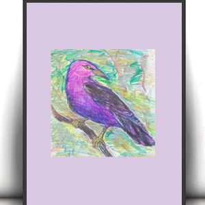 retro plakat 30x40, ptaszek obrazek A3, ptaszek grafika na ścianę, zwierzęta obrazek do domu, rysunek z ptaszkiem, vintage plakat A3