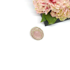 Pierścionek z kwarcem różowym