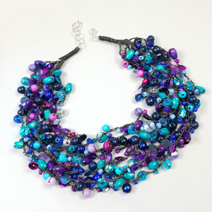 5502 naszyjnik niebieski granatowy fioletowy