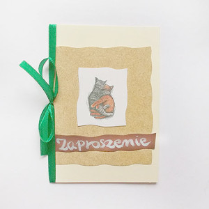 eko zaproszenie, koty zaproszenie, ogólne zaproszenie, beżowe zaproszenie bez tekstu, puste zaproszenie na imprezę, zaproszenie ze zwierzętami