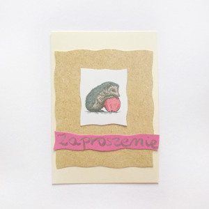eko zaproszenie, ogólne zaproszenie bez tekstu, jeż zaproszenie, vintage zaproszenie na imprezę, zaproszenie na różne okazje