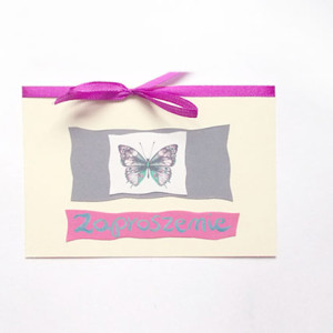 pastelowe zaproszenie bez tekstu, motylek zaproszenie na imprezę, zaproszenie dla dziewczynki, zaproszenie na 18, zaproszenia na różne okazje