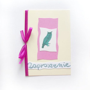 sowa zaproszenie, ogólne zaproszenie bez tekstu, eko zaproszenie, vintage zaproszenie na imprezę, zaproszenie na różne okazje, zaproszenie dla nauczycielki, zaproszenie dla uczennicy