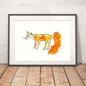 lis plakat na ścianę, lis grafika do pokoju, plakat z liskiem, obrazek z lisem, boho plakat A4, skandynawska grafika do pokoju, lisek plakat A4