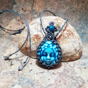 Porcelanowa Słowiańska RUSAŁKA kamea ~ DelfinaDolls & mikromakrama ~