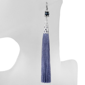 Kolczyki kreole z grafitowymi frędzlami