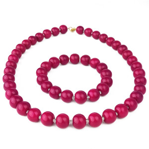 Komplet różowe korale