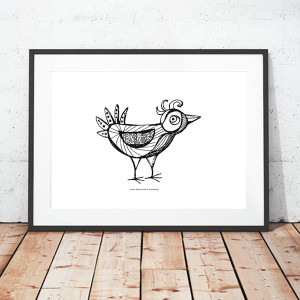 biało czarny plakat A4, obrazek z ptaszkiem, czarno biały plakat A4, ptaszek obraz, biało-czarny obrazek na ścianę, skandynawski plakat, minimalizm grafika na do domu