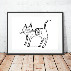 biało czarny plakat A4, kot plakat do domu, plakat z kotkiem, zwierzęta plakat, plakat skandynawski styl, biało czarny plakat na ścianę, obrazek z kotem, kot plakat A4, kotek plakat 21x30