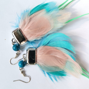 kolczyki  piora  lekkie folk boho