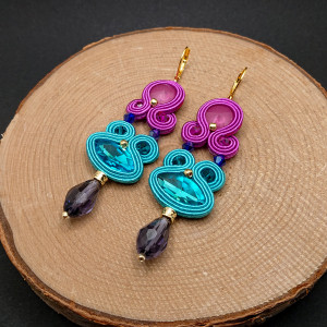 KOLOROWE KOLCZYKI SUTASZ Z KRYSZTAŁKAMI 1