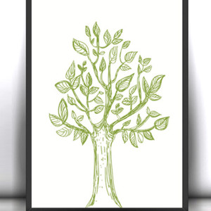 drzewo plakat A4, 21x30 plakat z drzewem, botaniczny plakat na ścianę, rośliny plakat do domu, przyroda plakat, natura plakat, eko obrazek do domu, boho grafika A4
