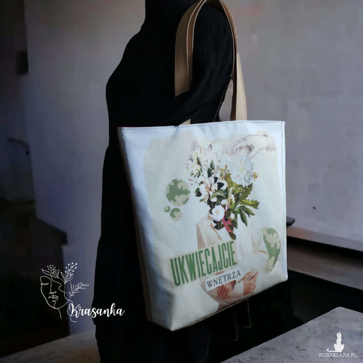 Torebka z kolażem UKWIECAJCIE WNĘTRZA shopper