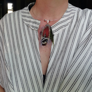 Naszyjnik obroża  pióra kolorowe