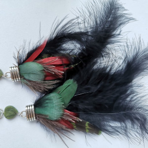 Klipsy etno boho pióra długie