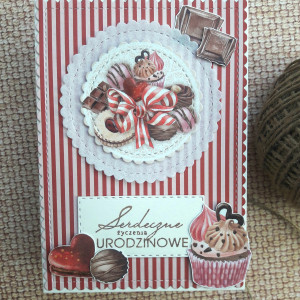 Pasista kartka urodzinowa ze słodkościami