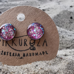 Różowe stalowe kolczyki barbie pink