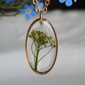 Złota jajowata zawieszka złoty wisiorek kwiat naszyjnik żywica z żywicy kwiaty z kwiatami drzewko drzewo szczęścia kwiaty