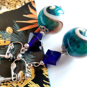 Klipsy biało niebieskie morskie