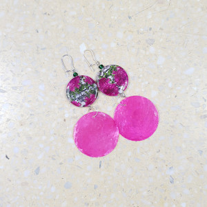 6038 różowe kolczyki z masy perłowej