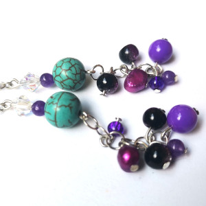 Kolczyki kamienie koraliki perły