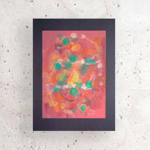 grafika w ciepłych kolorach, abstrakcyjny rysunek na ścianę, nowoczesna dekoracja do pokoju, styl memphis obraz 30x40, kolorowy rysunek A3, malowany ręcznie obraz nowoczesny