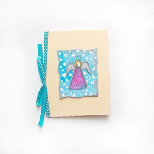 świąteczna kartka z aniołkiem, aniołek kartka ręcznie malowana, ręcznie rysowane kartki na Boże Narodzenie, anioł kartka, rustykalne kartki dla firm, kartki rysowane ręcznie