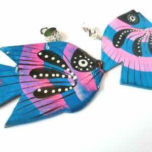 Klipsy etno boho wiszące ryby