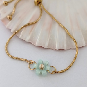 Bransoletka kwiatuszek ze stali chirurgicznej i koralików Toho