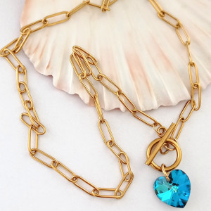 Naszyjnik serduszko z kryształkiem Swarovskiego