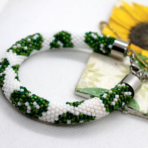 monstera - bransoletka z drobniutkich koralików