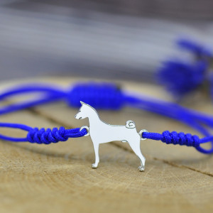 Basenji - bransoletka z psem, srebro 925