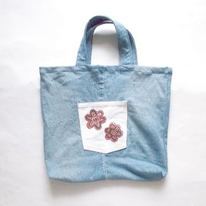 dżinsowa torba na zakupy,  eko torba z dżinsu, zakupowa torba do ręki, mocna torba A4, shopperka, szoperka