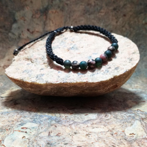 6m ~ Bransoletka męska sznurkowa makramowa Agat Rodonit Delfina Dolls