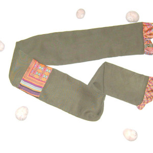 boho opaska do włosow, lekka opaska do włosów, khaki opaska na włosy, krótka apaszka z wiskozy, wiskoza przepaska na włosy